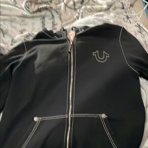 Black Zip-Up Hoodie with Logo